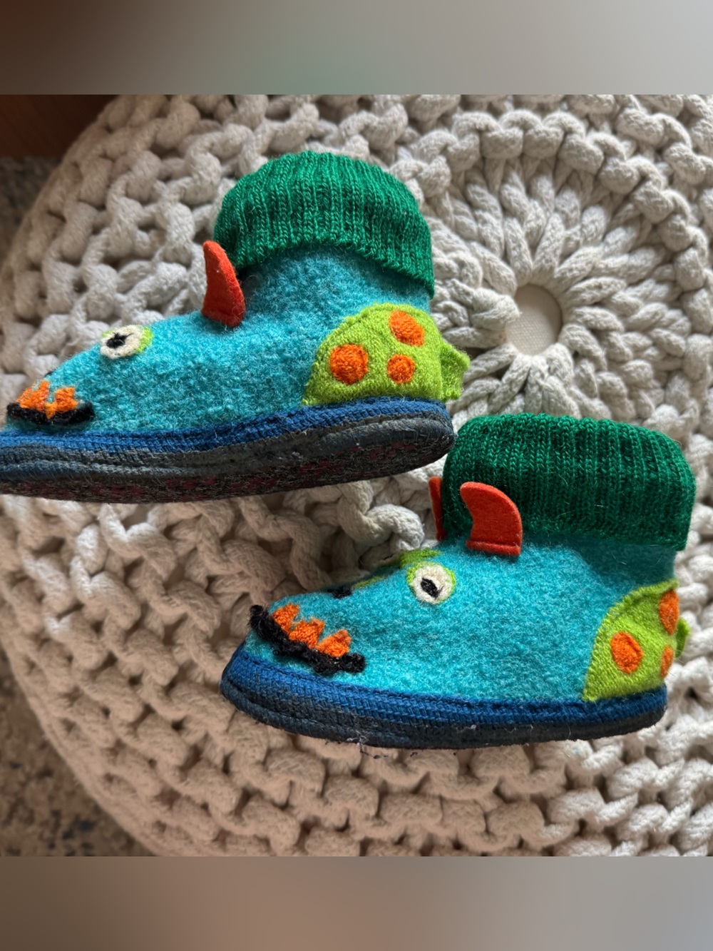 Kids' Boiled Wool Monster Slipper Boots by Haflinger - Picture 4 of 8